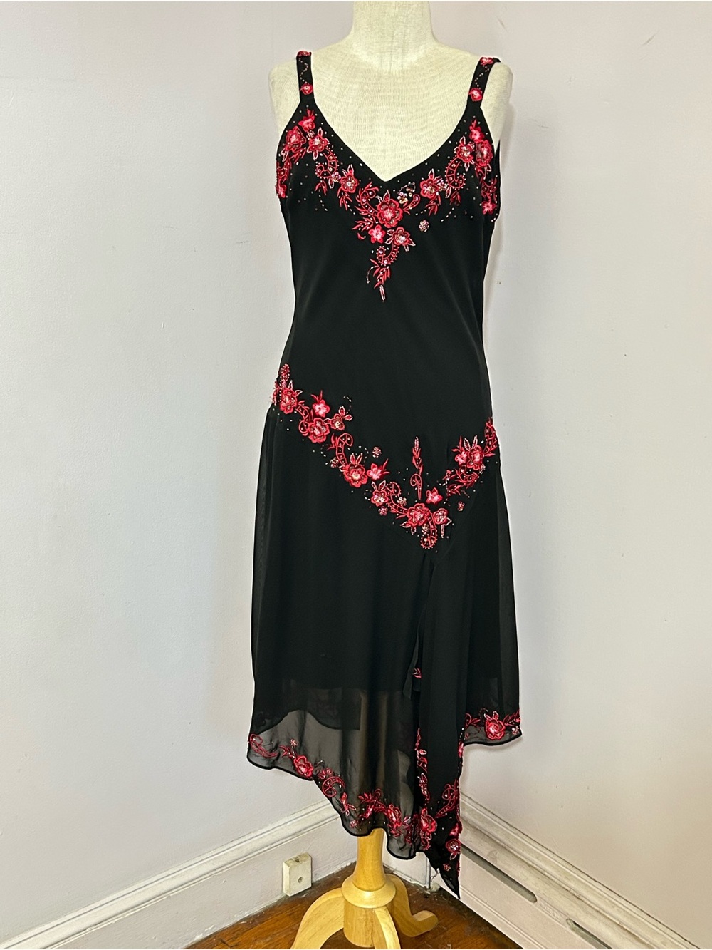 Vintage R&M Richards Slinky Black & Red Party Dress